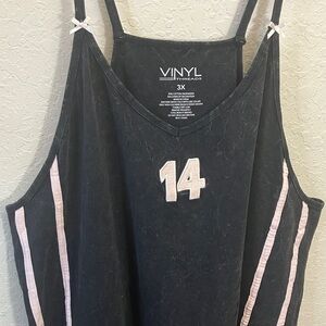 Vinyl Theeads washed black and pink mini tank pocket dress